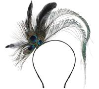 HOMSFOU Serrage-tête Plume de Paon Bohème Épais pour Filles, Accessoire Cheveux Unique en Plumage Délicates, pour Mascarade et Fête Nocturne