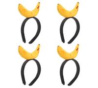 HOMSFOU Serrage-têtes Banane Crab Jaune Structure Sécurisée Design Réaliste et Confortable Lot de 4 en Plastique Pvc pour Garçon et Filles, pour Fêtes Hawaïennes et Événements à Thème