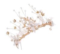 HOMSFOU Serre-tête Mariage Plume Doré Léger Couronne Nuptiale Élégante Femme Accessoire Cheveux Mariage pour Cérémonie et Fête