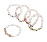 HOMSFOU Set de 3 Bagues en Perle Naturelle Fait Main, Design Perlé Élégant et Confortable pour Femme, Accessoire Mode Travail Shopping Plusieurs styles