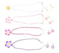 HOMSFOU Set de 4 Bijoux de Fête Camping Boucles D'oreilles et Collier en Argile Polymère Style Hawaïen, Look Naturel et Finition Polie, pour Fêtes la Piscine ou Mariage
