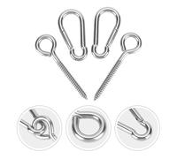 HOMSFOU Set de 4 Crochets de Hamac en Acier Inoxydable Argenté, Fixation Solide pour Chaise Suspendue, pour Extérieur et Exercices, Supporte Un Poids Élevé