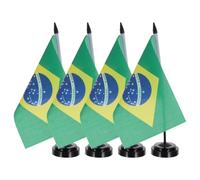 HOMSFOU Sets de Drapeaux de Table Décoratifs Brésiliens Lot de 4 avec Supports en Polyester et Plastique Montage Rapide sans Outil, pour Activités en t Conférences Réutilisable