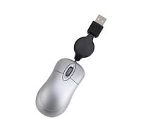 HOMSFOU Souris Filaire Ergonomique Silencieuse Mini avec Boutons Latéraux pour Ordinateur Portable Et Bureau Modèle Portable Argenté avec Câble Rétractable