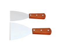 HOMSFOU Spatule à Gâteau Inoxydable Manche Bois 2pcs, Grattoir la Cuisine pour Pizza et Steak, Ustensile Professionnel Robuste Cuisine et Magasin