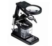 HOMSFOU Station De Soudage Avec Loupe Led Leds Grossissements Pinces Mors Support Fer à Souder Pour Réparation Électronique Et Bricolage