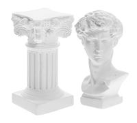 HOMSFOU Statue De David en Résine avec Colonne Romaine Décoration Maison Et Bureau Sculpture Grecque Miniature 5.31X1.26X1.26 Pouces Ornement Mythologique Léger Et Stable