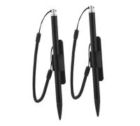HOMSFOU Stylets D'écriture Manuscrite Résistifs Métalliques pour Écrans Tactiles avec Cordon Et Clip Intégré, Usage GPS Voiture Et Terminaux, 2 Pièces, Noir