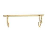 HOMSFOU Support de Rangement en Fer Doré 4 Crochets, Porte-tasse sous Placard Cuisine, Organisateur de Tasse Robuste et Stable, pour Libérer Espace Plan de Travail, Accroche-ustensiles