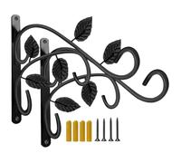 HOMSFOU Support Mural pour Jardinière de Balcon en Fer Noir, Lot de 2 Crochets Métalliques Robustes Suspendre de Pots de Fleurs, pour Balcon, Jardin et Intérieur, Couleur Aléatoire