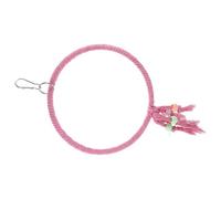 HOMSFOU Support Suspendu pour Perroquet Grand Format Rose, à Sonnerie et Perchoir à Oiseaux en Corde de Coton, Balançoire d'escalade pour Cage, D'équilibre pour Perruches et Oiseaux