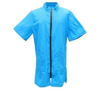 HOMSFOU Tablier de Travail Imperméable Bleu à Manches -Longues Fermeture Éclair Longue, Salopette pour Cosmétologue Animalier, Uniforme Antistatique M, Vêtements Professionnels
