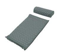 HOMSFOU Tapis D’acupression Gris Antidérapant 1,8 M avec Coussin de Massage Shiatsu, Ensemble 2 Pièces pour Relaxation, Stimulation Circulation Sanguine et Soulagement Douleurs