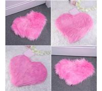 HOMSFOU Tapis de Cœur Décoratif, Peluche Rose pour Salon Chambre | Toucher Confortable, Usage Pratique sur Sols Durs ou Moquettés, Près du Lit, Idée Présent Maison