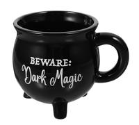 HOMSFOU Tasse à Café en Céramique Noire 450ml Décorative et Facile à Nettoyer Maison et Présent de Pendaison de Crémaillère