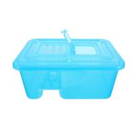 HOMSFOU Terrarium pour Tortue avec Couvercle Ouvrable et Plateforme de Bain de Soleil Amovible en Abs, Construction Stable, Base Élargie pour Petits Espaces et Appuis de Fenêtre