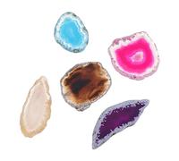 HOMSFOU Tranches D'agate Naturelle Colorées Perforées 5 Pcs Pour Bijoux Diy Adultes Violet Bleu Gris Rose Noir Bricolage Décoration Artisanale
