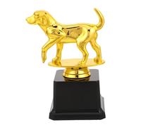 HOMSFOU Trophée Chien Vainqueur Or Plaque 1er et Base Noire Élégante | Plastique Finition Dorée, Topper Chien Debout, pour Remises, Réceptions et Fêtes à Thème Animalier