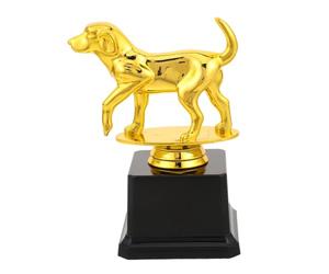 HOMSFOU Trophée Chien Vainqueur Or Plaque 1er et Base Noire Élégante | Plastique Finition Dorée, Topper Chien Debout, pour Remises, Réceptions et Fêtes à Thème Animalier