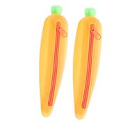 HOMSFOU Trousse à Crayons en Silicone Motif Carotte Lot de 2 Paquet à Stylos Mignon Lavable Organisateur de Papeterie Pratique pour Garçon et Filles et Adultes