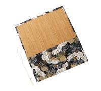 HOMSFOU Trousse à Crayons Enroulable En Tissu Et Bambou, Étui Rouleau Porte-pinceaux De Calligraphie Noir Motif Cerf-volant, Poche De Rangement Portable Pour Étudiants Et Artistes