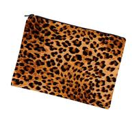 HOMSFOU Trousse de Maquillage Imperméable Léopard en Polyester Souple, Petite Pochette de Rangement Fermeture Éclair pour Femmes, Paquet Polyvalent Voyage et Usage Quotidien