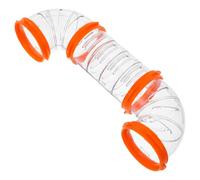 HOMSFOU Tube Extérieur pour Cage à Hamster, Ensemble DIY Transparent 1 Tube Droit Court Orange, 2 Coudes en C et 4 Anneaux, Tunnel Modulable pour Agrandir Espace de Jeu, Accessoire Cage