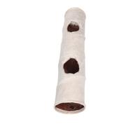 HOMSFOU Tunnel de Jeu pour Chats Droit avec 2 Trous et Balle Beige | Polyester, Format Tubulaire, Refuge Privé Portable, pour Petits Animaux