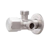 HOMSFOU Vanne D'eau Inox 304 Hexagonale Angle Quart Levier Intégré pour Contrôle Pression, Installation Plomberie Salle de Bain, Sortie Double, Usage Domestique