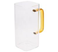 HOMSFOU Verre à Boire Multifonction 350 Ml en Verre Transparent Résistant la Chaleur Anse Dorée, Tasse à Thé et Jus, Gobelet Droit sans Couvercle, pour Boissons Chaudes et Froides