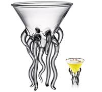HOMSFOU Verre à Cocktail Créatif de Pieuvre 150 Ml Gobelet en Verre Transparent Flûte à Toast Originale pour Fêtes et Soirées Mariages et Réutilisable