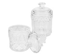 HOMSFOU Verre Bocal de Rangement 2 Pièces avec Couvercle Gaufré | Verre à Relief, Structure Interne pour Allumettes, Fermeture Hermétique, Usage Comptoir la Cuisine et Extérieur