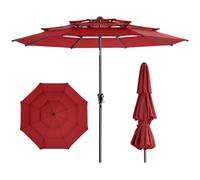 HOMSHADE Parasol de terrasse pour extérieur à 3 niveaux avec résistant à la décoloration de 5 ans, parasol ventilé avec protection UV UPF50+, bouton-poussoir d'inclinaison et manivelle pour piscine