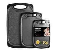 Homshsjhkis 3 Pcs Planche a Decouper Plastique, Decoupe Legumes avec Rainure, Cutting Board, Billot, Chopping Board, Qualité Professionnelle pour Cuisine, Planches Parfaites pour Pain, Viande, Fruits