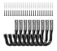 Homshsjhkis 9 Pcs Crochet Mural Garage, Crochets Muraux Robustes, Support Velo Mural Noirs, Accroche Velo, Crochets de Rangement pour Échelle Garage, en J Muraux Robustes