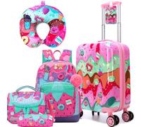 Homskiii Ensemble de valises pour enfants de 40,6 cm pour filles - Valise de voyage à coque rigide avec roues pivotantes, Rose 5 pièces, 16inch