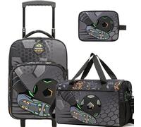 Homskiii Valise souple à roulettes pour enfants de 40,6 cm - Approuvée par les compagnies aériennes, Ballon de football noir, Medium