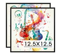 Homso Lot de 2 cadres noirs pour album de musique 31,8 x 31,8 cm fabriqués pour présenter des couvertures d'album vinyle LP - Finition en aluminium brossé - Matériel de suspension installé sans