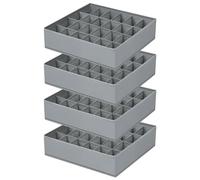 Homsorout Lot de 4 organiseurs de tiroir à chaussettes, 24 compartiments pliables pour vêtements, vêtements de bébé, lingerie, mouchoirs, cravates (gris foncé)