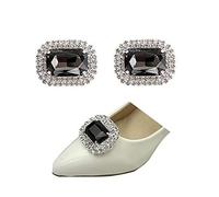 HOMSPE Boucles de chaussures en forme de fleur en strass - Élégantes breloques - Pour robe, chapeau, chaussures - Décoration de chaussures de mariage - Noir