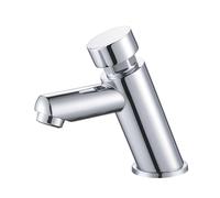 HOMSSY Robinet temporisé pour lavabo - 1 eau (froide), fermeture automatique anti-gaspillage, mécanique (sans électricité), laiton chromé, idéal sanitaires publics