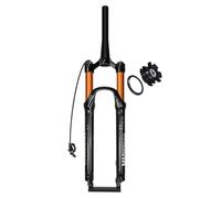 HOMSXPAC Fourche Avant pour VTT 26, 27,5 et 29 Pouces, débattement 120 mm, Pivot Droit/Conique de 1-1/8", Suspension à air, axe traversant 9 x 100 mm, Frein à Disque à Blocage Rapide, régla