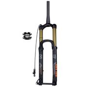 HOMSXPAC Fourche Avant VTT Air 26/27,5/29 Pouces, débattement de 155 mm, axe traversant 15 x 110 mm, Blocage à Distance, pour pneus de 2,4 Pouces (Couleur:Or, Taille 29 Pouces).