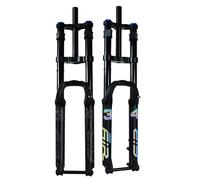 HOMSXPAC Fourche de Suspension pour VTT de Descente 26/27,5/29 Pouces DH/VTT, débattement pneumatique 140 mm, détente réglable, axe traversant Avant Droit à Double épaulement 15x100 mm, blo