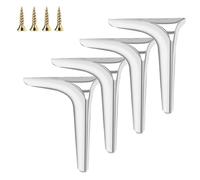 HOMSXPAC Lot de 4 Pieds de Meuble en métal pour canapé, Triangles de Remplacement pour Bureau (Blanc, 18 cm)