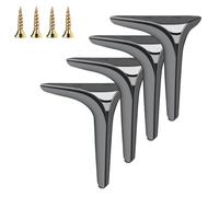 HOMSXPAC Lot de 4 Pieds de Meuble en métal pour canapé, Triangles de Remplacement pour Bureau (Gris, 9,9 cm)