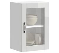 HOMTAKIE Armoire Murale Cuisine avec Porte en Verre Porto Blanc Brillant 1x Meuble vitré Mural (1 Porte) 40 cm