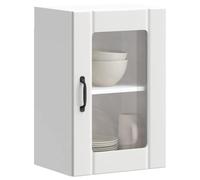 HOMTAKIE Armoire Murale de Cuisine avec Porte en Verre Lucca Blanc 1x Meuble vitré Mural (1 Porte) 40 cm