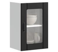 HOMTAKIE Armoire Murale de Cuisine avec Porte en Verre Lucca Noir 1x Meuble vitré Mural (1 Porte) 40 cm