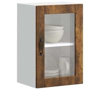 HOMTAKIE Armoire Murale de Cuisine avec Porte en Verre Porto chêne fumé 1x Meuble vitré Mural (1 Porte) 40 cm